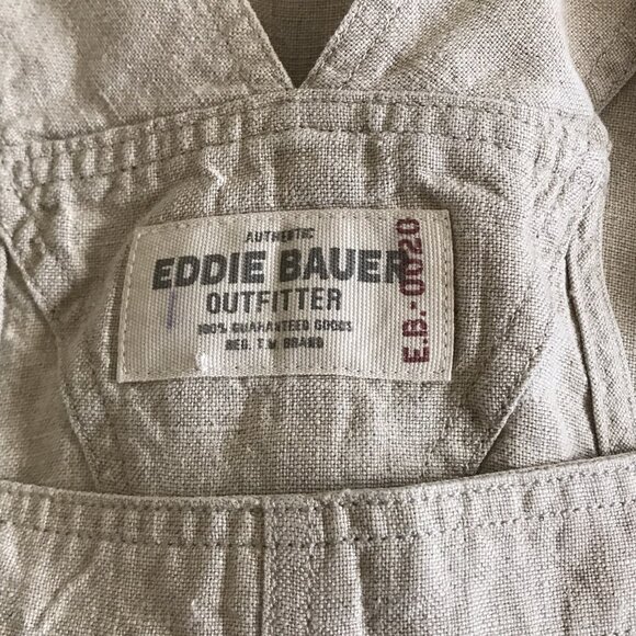 Eddie Bauer Outfitter‎ Women's 100% Linen Crop Overalls Size Large Beige Natural - Picture 4 of 7